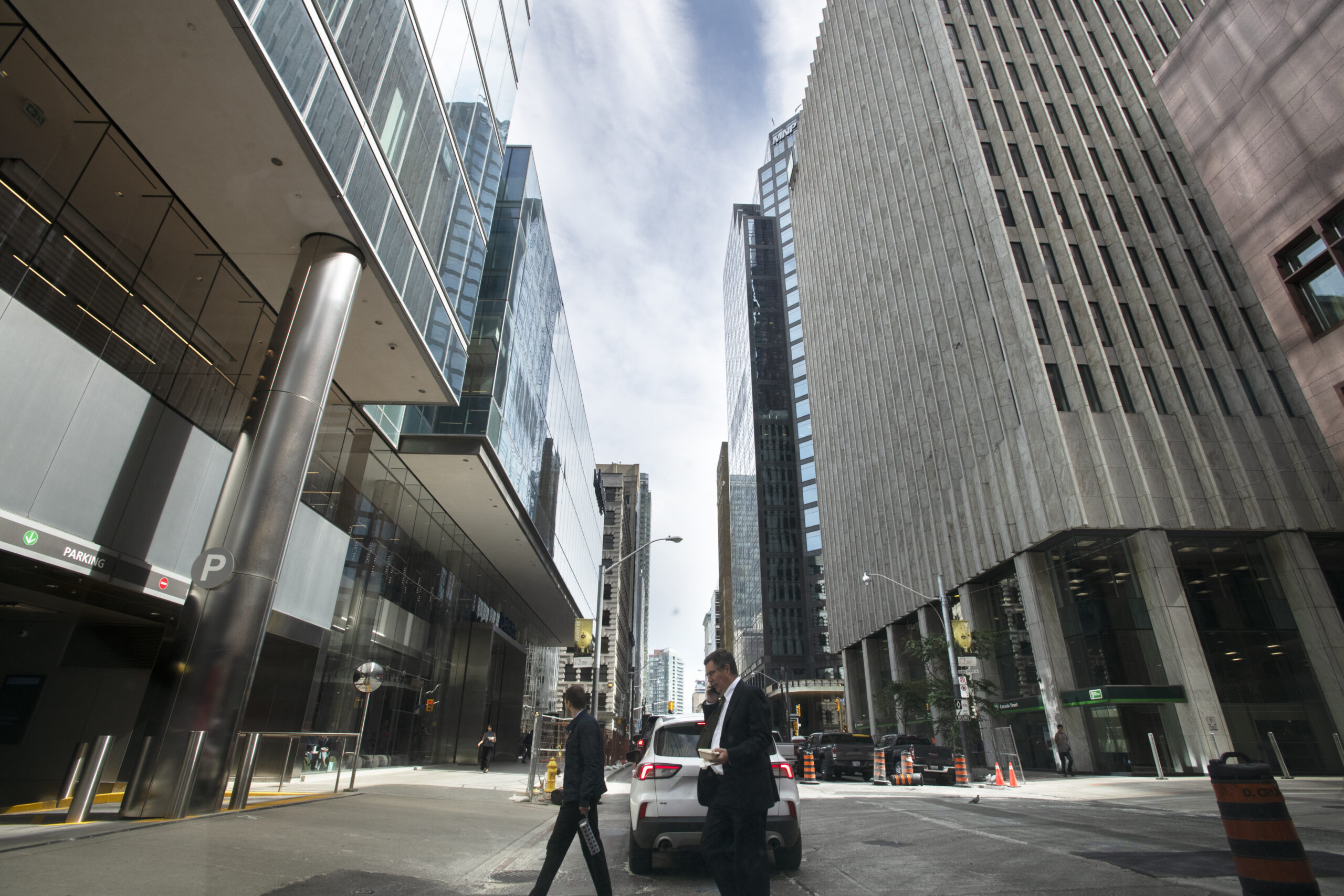 Office buildings in Toronto’s Financial District are photographed on along Adelaide St. West on Sept 28, 2023. (Fred Lum/The Globe and Mail)